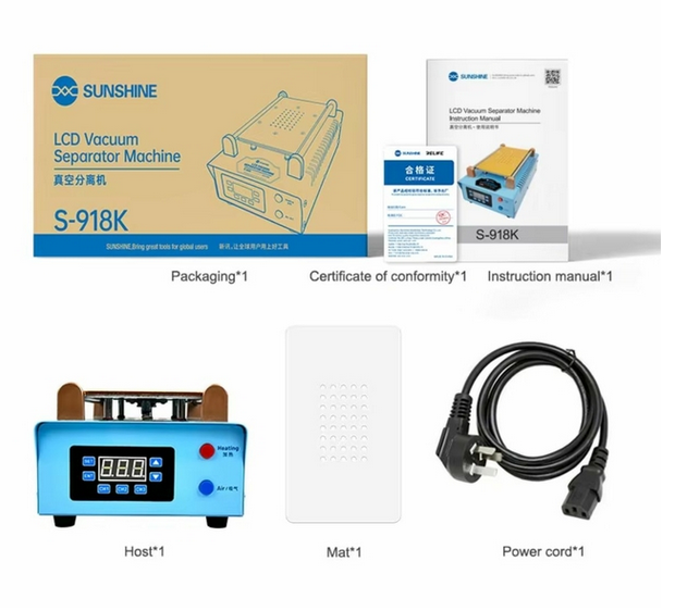 Máquina Separadora de Tela a Vácuo Sunshine S-918K 8,5 Polegadas bivolt