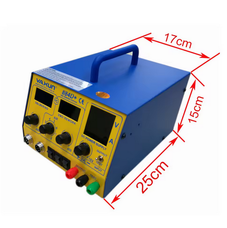 Yaxun-estação 884d+ de solda 3 em 1, alta qualidade, ar quente, fonte de alimentação dc, 15v