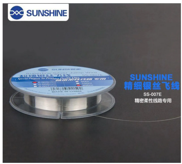Sunshine Ss-007E Fio Jumper Reparo Placa Celular Super Fino 0.009mm X 200m ou 0.007mm x 200m