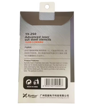 Yaxun multi-purpose bga estêncil 0.3/0.35/0.4/0.5/paralelo/45 graus buraco universal solda bga reballing estêncil rede de solda