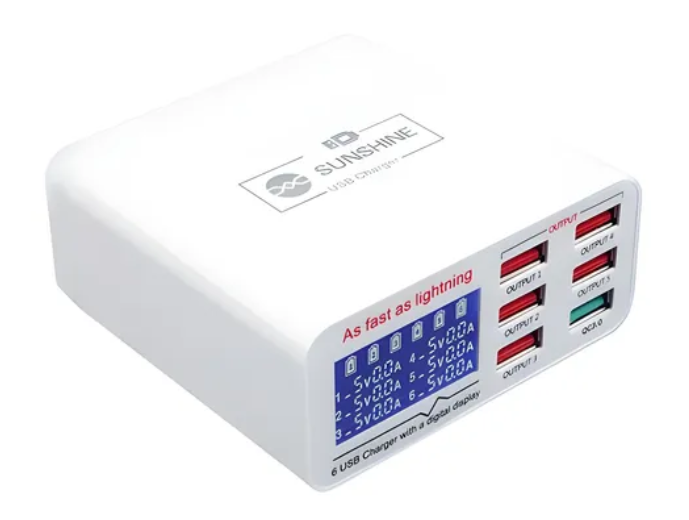 Carregador Rápido Sunshine Ss-304q 6 Portas Usb