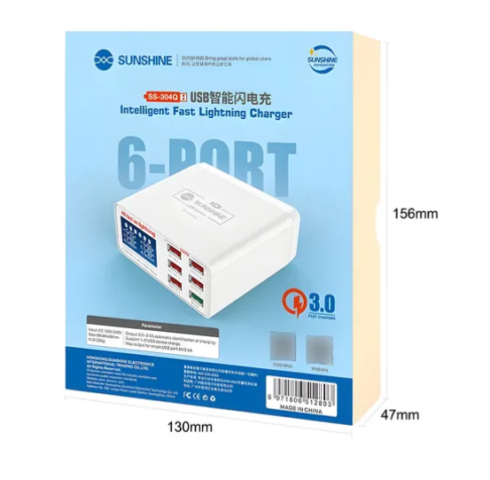 Carregador Rápido Sunshine Ss-304q 6 Portas Usb