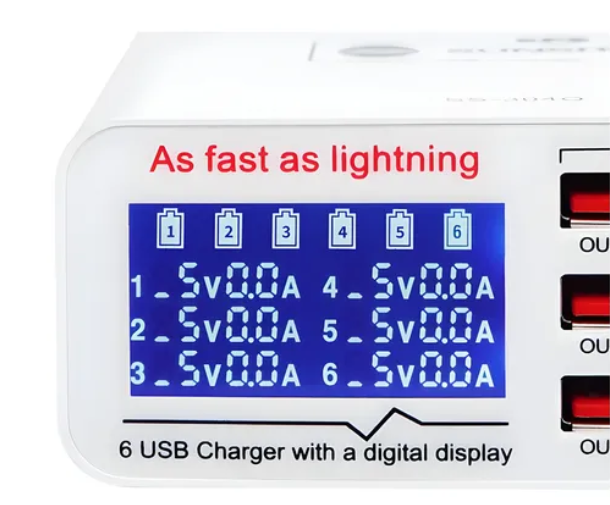 Carregador Rápido Sunshine Ss-304q 6 Portas Usb