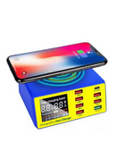 Usb Charge Mechanic Interfaces Wireles 8 Saídas Carga S/ Fio Azul Estação De Carregamento Para Celular