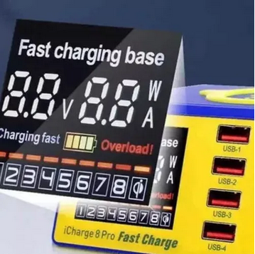 Usb Charge Mechanic Interfaces Wireles 8 Saídas Carga S/ Fio Azul Estação De Carregamento Para Celular