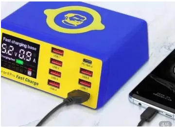 Usb Charge Mechanic Interfaces Wireles 8 Saídas Carga S/ Fio Azul Estação De Carregamento Para Celular