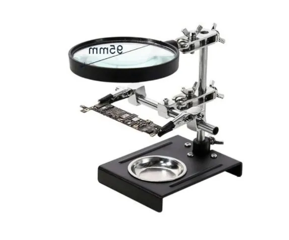 Suporte De Placa Ajustável Com Lupa Grande 9cm Garras Jacaré