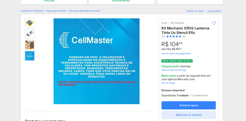 Kit Mechanic S1512 Lanterna Tinta Uv Stencil Efix