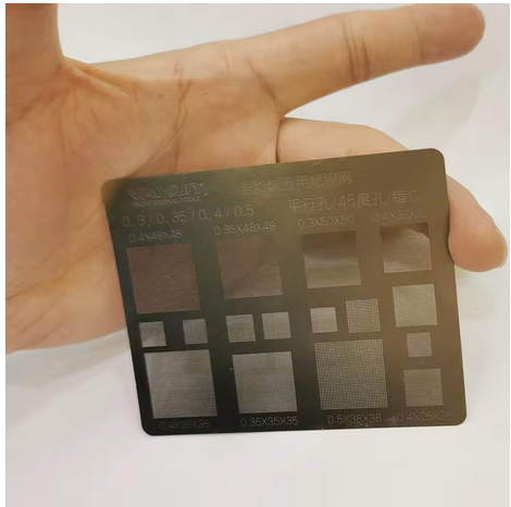 Yaxun multi-purpose bga estêncil 0.3/0.35/0.4/0.5/paralelo/45 graus buraco universal solda bga reballing estêncil rede de solda